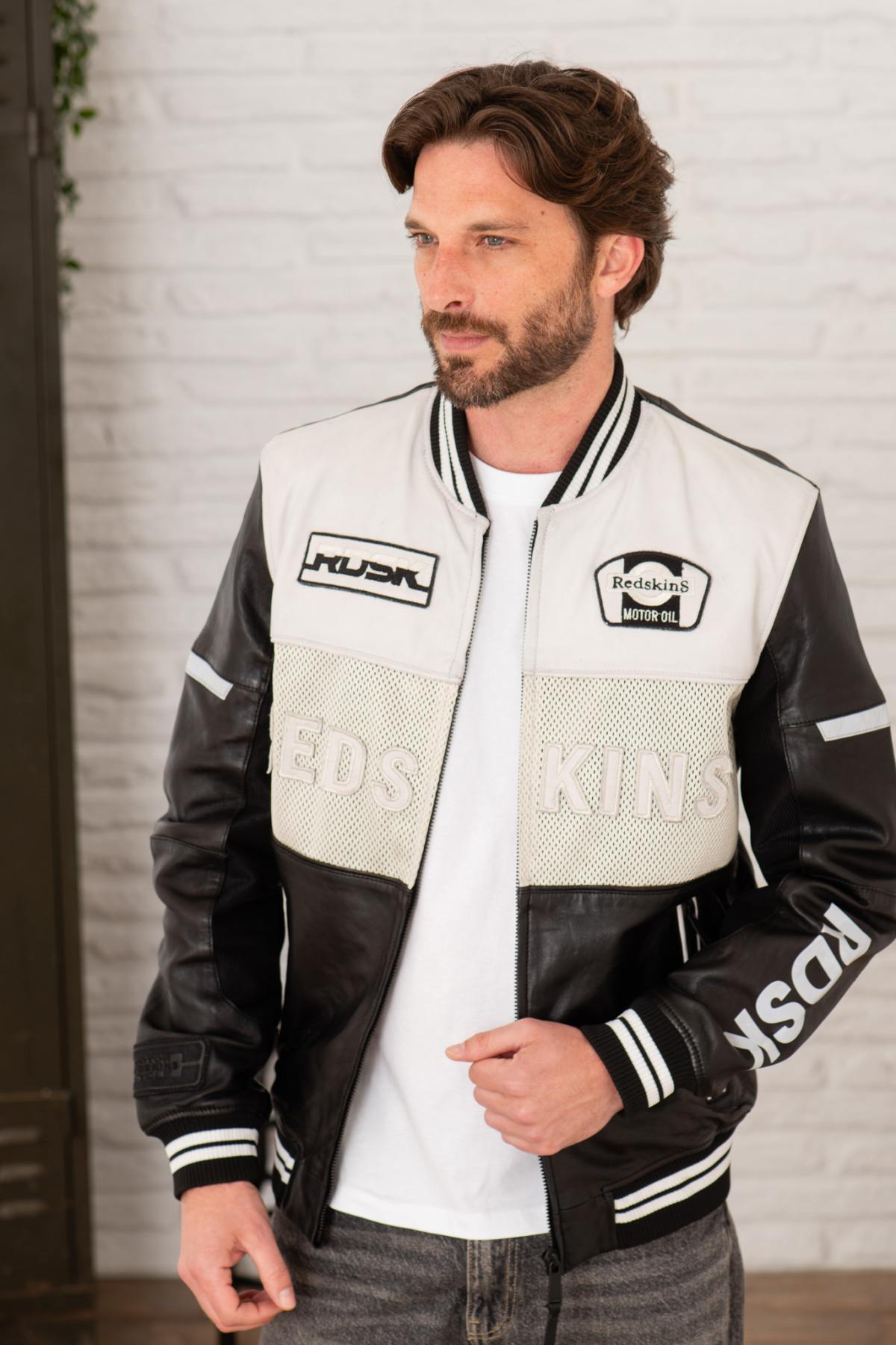 Giacche Uomo Redskins NOGARO RACING BLACK / WHITE — vista 1