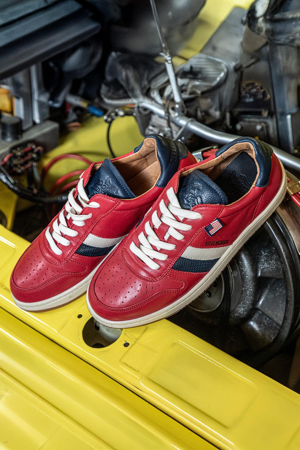 Herren Ledersneakers Steve Mcqueen BULL RED RACING — Ansicht 1