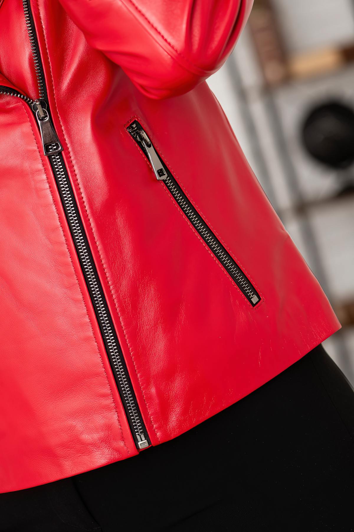 Blouson Femme Cityzen LYDIA AGNEAU PERLE ROUGE — vue 7