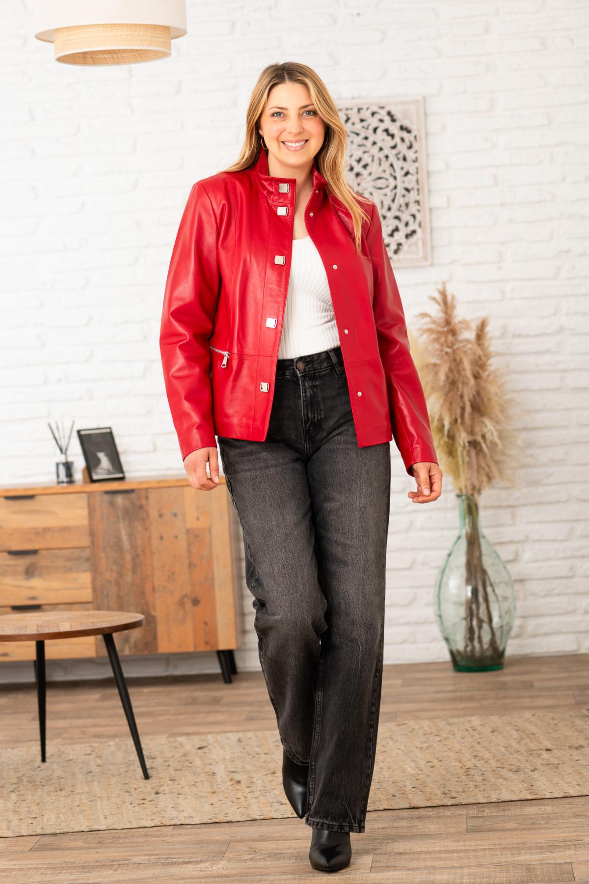 Chaqueta Mujeres Cityzen ANTONIA AGNEAU PERLE ROUGE — vista 2
