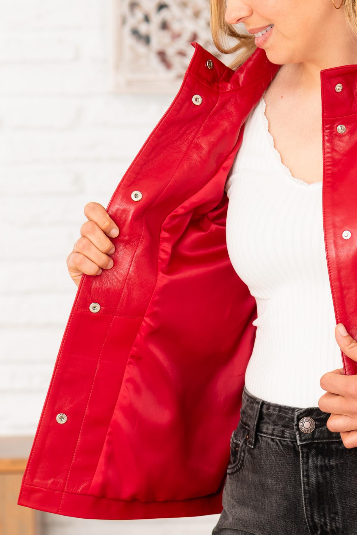 Chaqueta Mujeres Cityzen ANTONIA AGNEAU PERLE ROUGE — vista 7