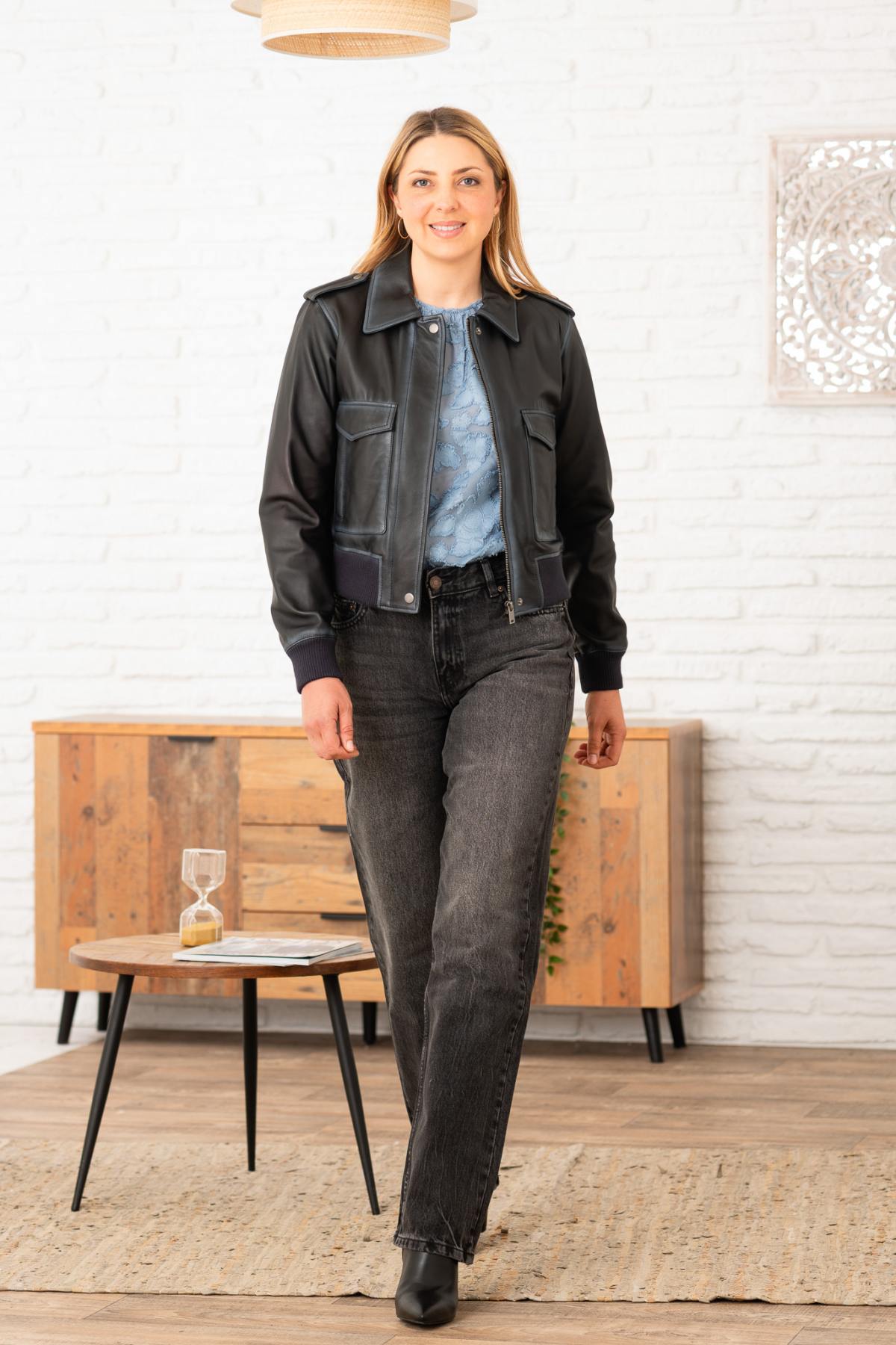Blouson Femme Oakwood EMILIANA BLUEFIN 648 — vue 3