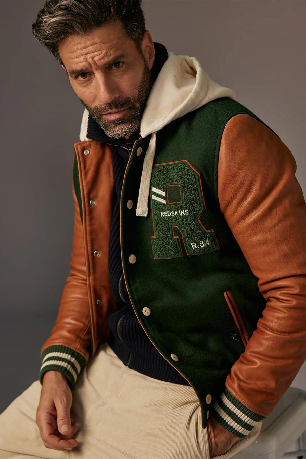 Herren Jacke Redskins CAMBRIDGE SCHOOL FOREST GREEN/COGNAC — Ansicht 6