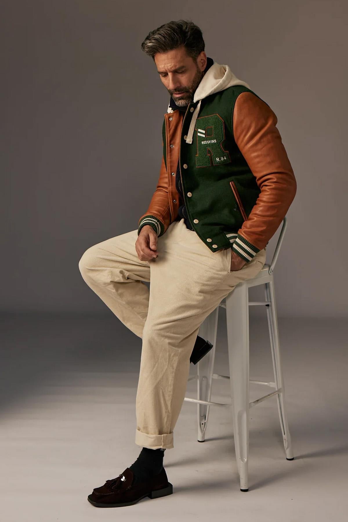 Herren Jacke Redskins CAMBRIDGE SCHOOL FOREST GREEN/COGNAC — Ansicht 2
