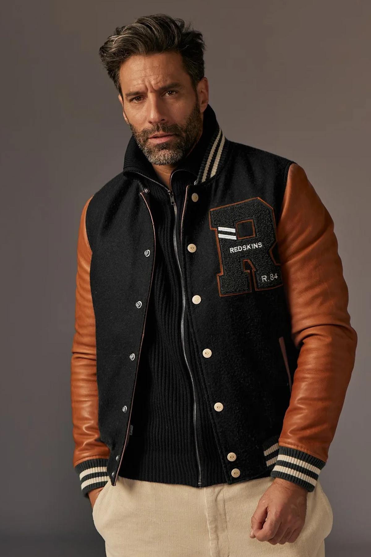 Herren Jacke Redskins CAMBRIDGE SCHOOL BLACK/COGNAC — Ansicht 4