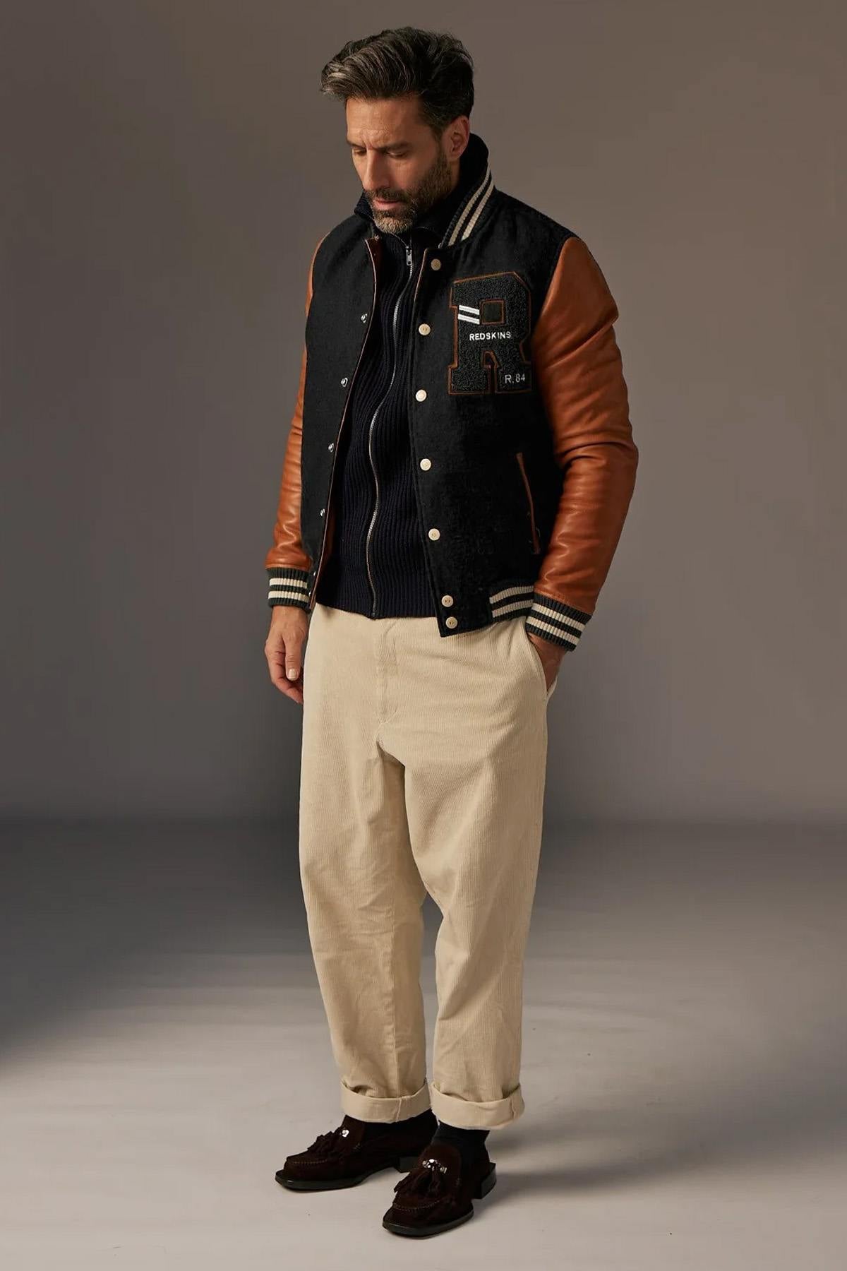 Herren Jacke Redskins CAMBRIDGE SCHOOL BLACK/COGNAC — Ansicht 3