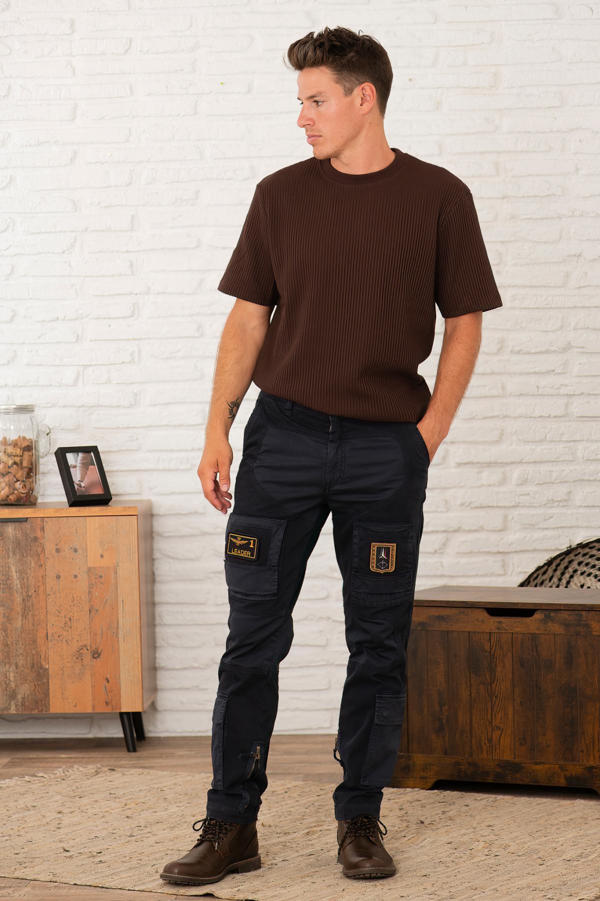 Pantaloni Uomo Aeronautica Militare PA1664UCT04241 BLU NAVY — vista 2