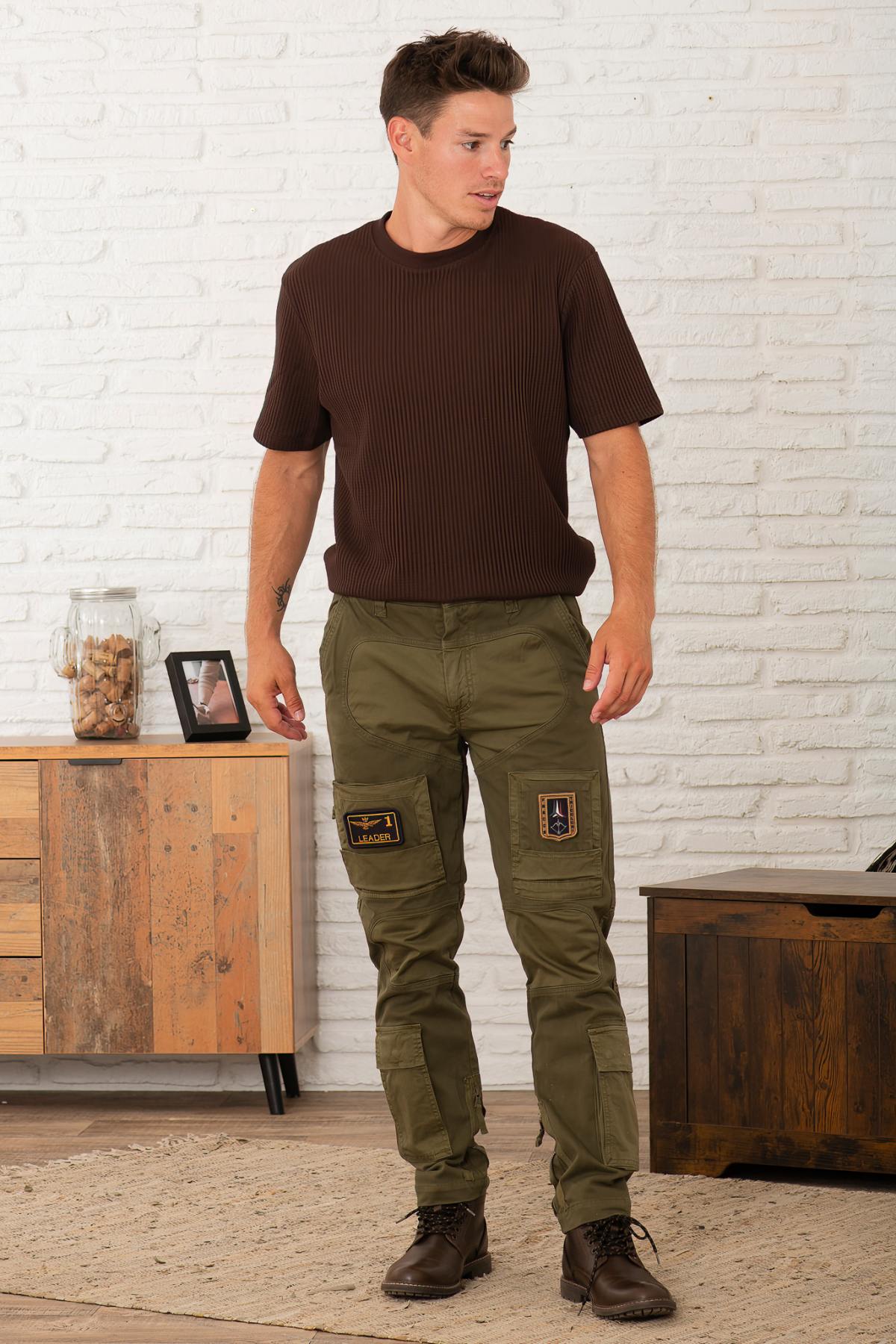 Pantaloni Uomo Aeronautica Militare PA1664UCT04241 DARK OLIVE — vista 4