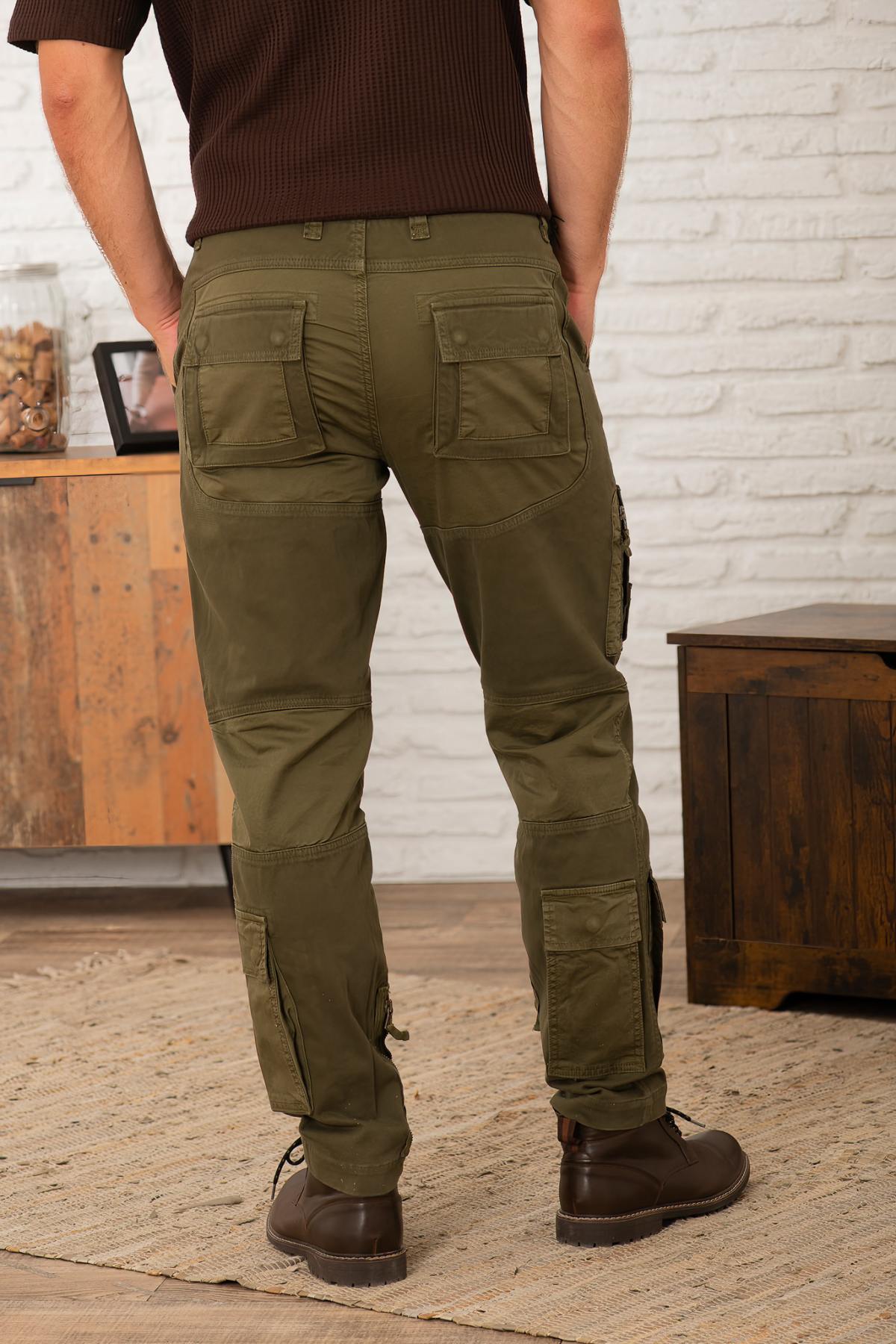 Pantaloni Uomo Aeronautica Militare PA1664UCT04241 DARK OLIVE — vista 2