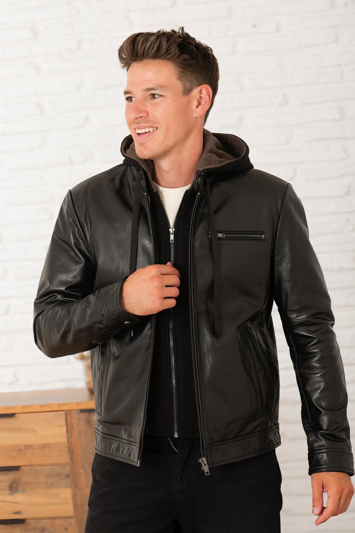 Herren Jacke Serge Pariente RETRO HOOD BUFFLE BLACK — Ansicht 1