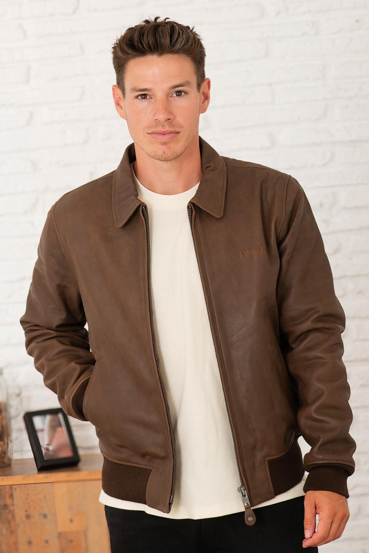Giacche Uomo Schott LC5100VINT ANT. BROWN — vista 7