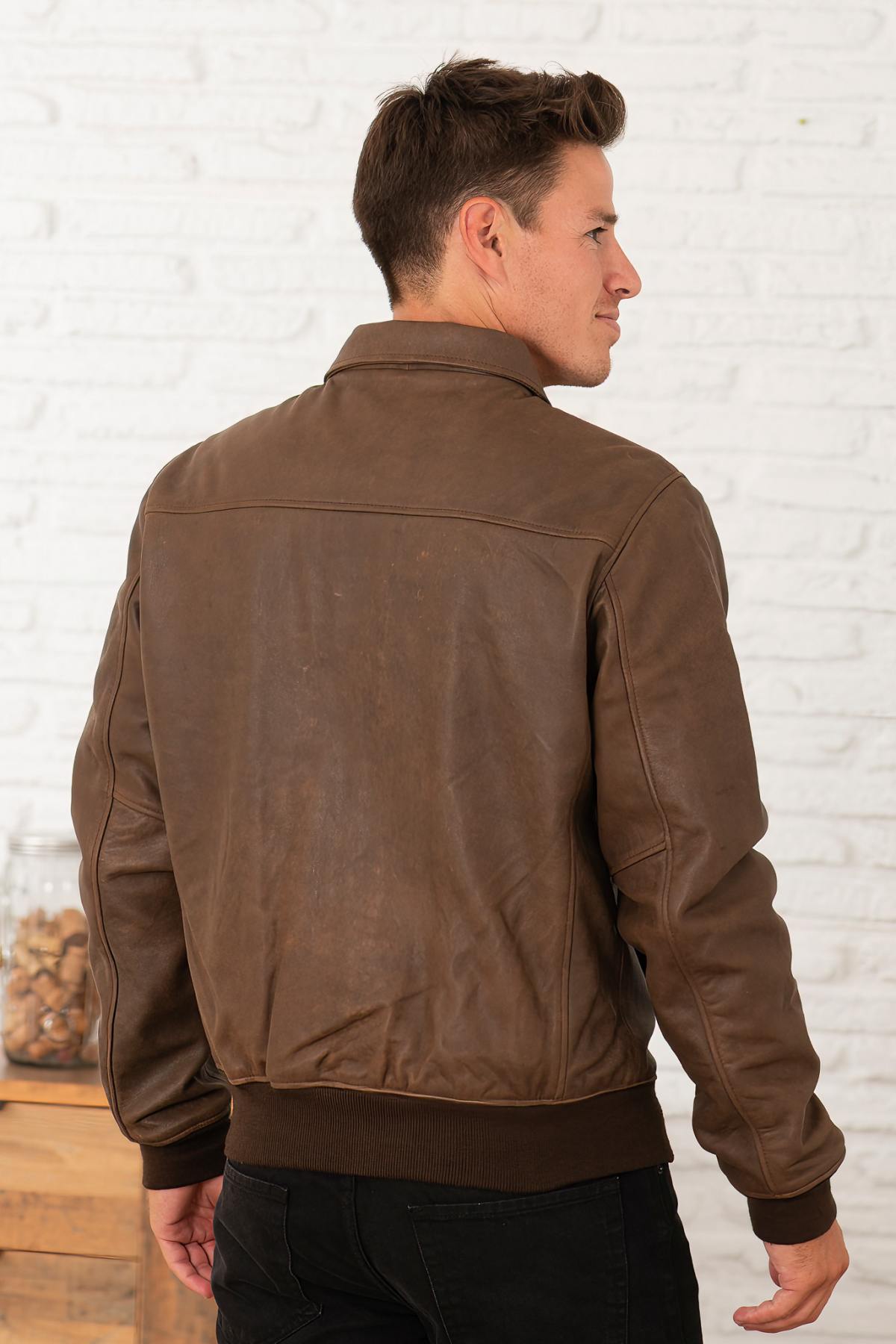 Giacche Uomo Schott LC5100VINT ANT. BROWN — vista 2