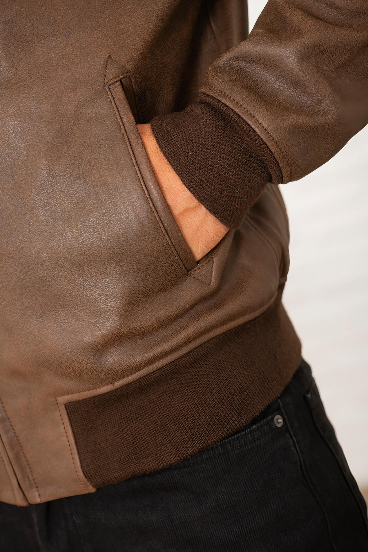 Giacche Uomo Schott LC5100VINT ANT. BROWN — vista 4