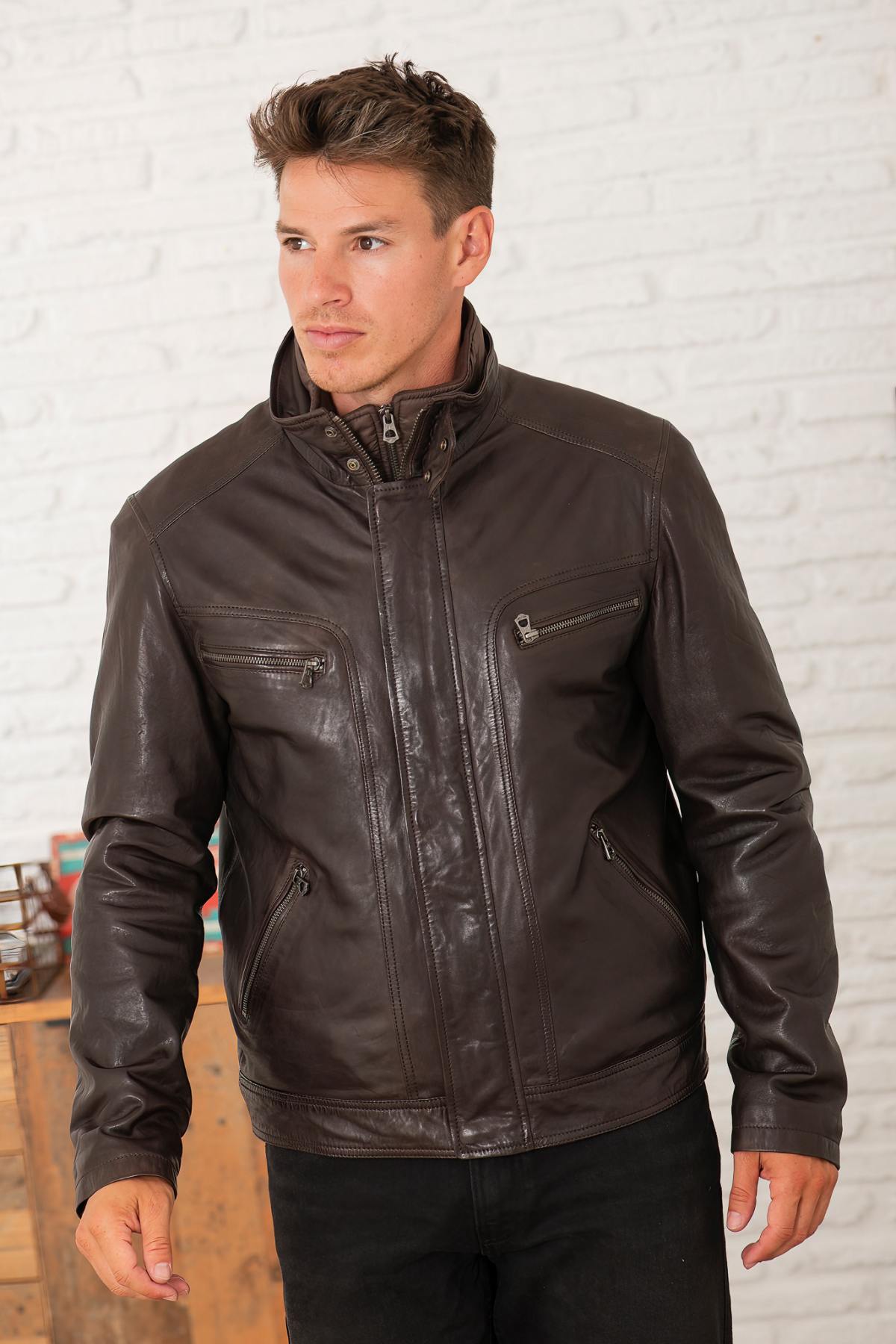 Blouson Homme Daytona FALCONERO IC LAMB ZENITH BROWN — vue 2