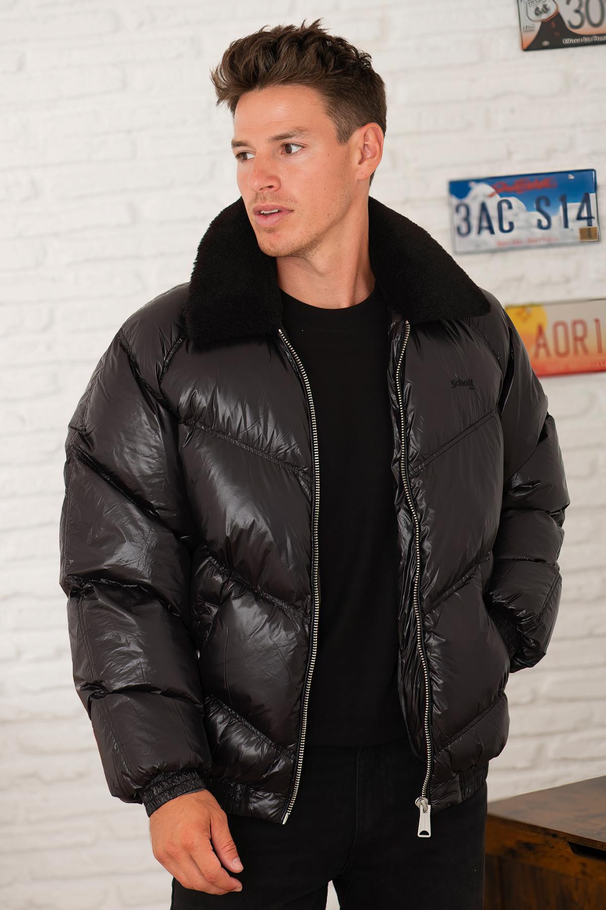Herren Jacke Schott COLLIN BLACK — Ansicht 1