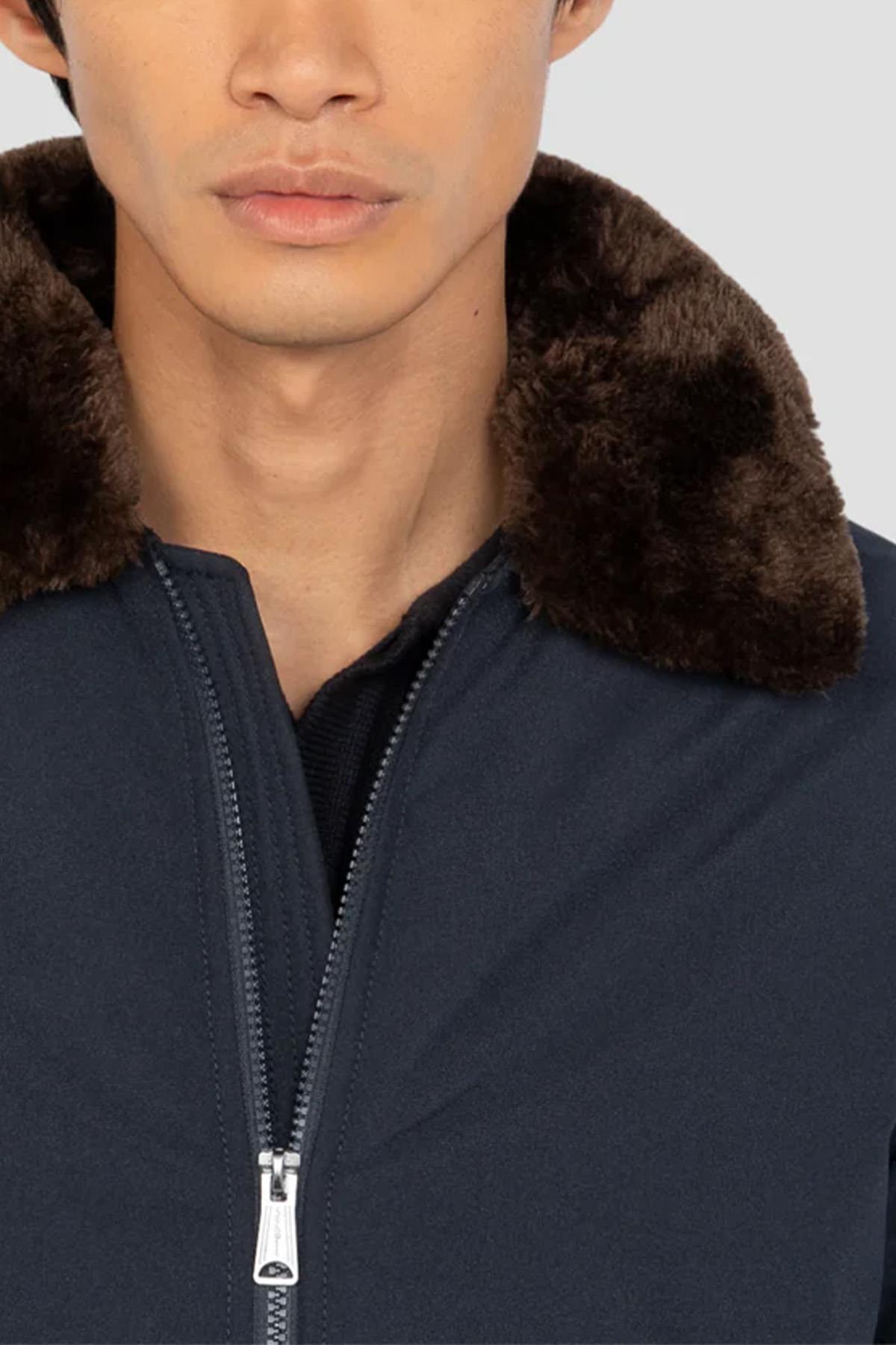 Giacche Uomo Schott AIRLINES NAVY / BROWN — vista 4