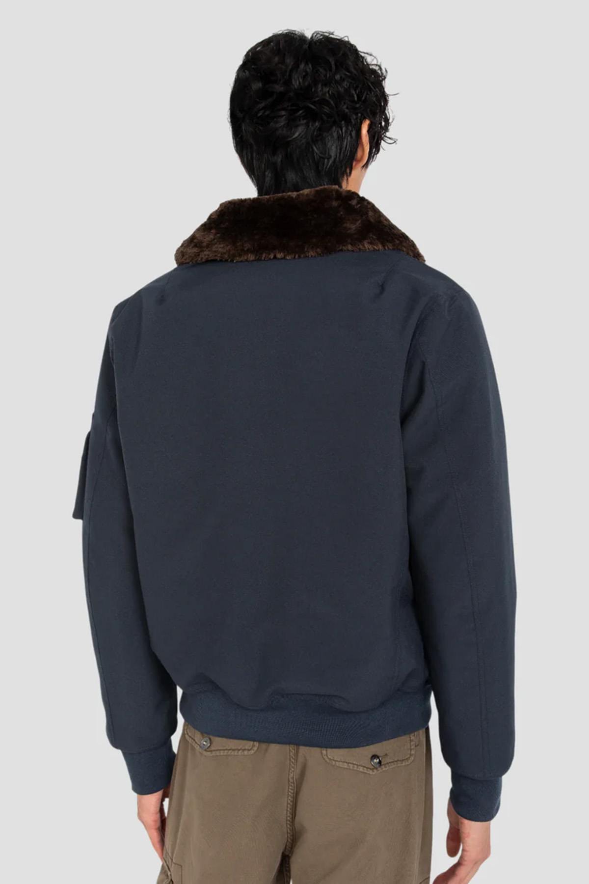 Giacche Uomo Schott AIRLINES NAVY / BROWN — vista 3