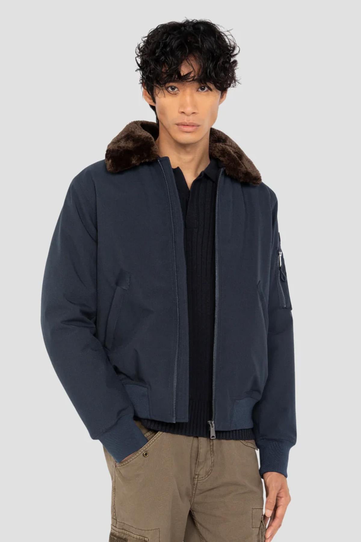 Giacche Uomo Schott AIRLINES NAVY / BROWN — vista 1