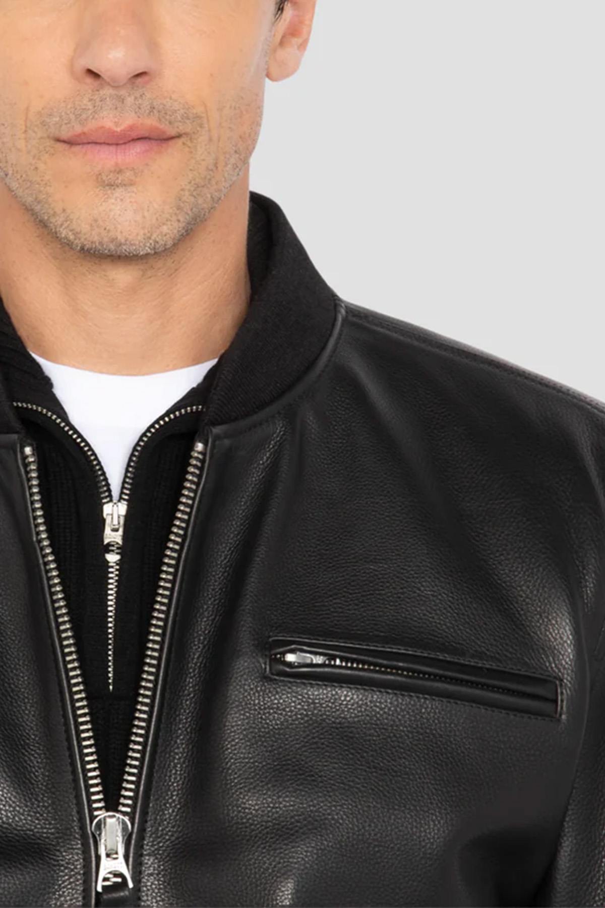 Giacche Uomo Schott LCBOMBZIP BLACK  — vista 2
