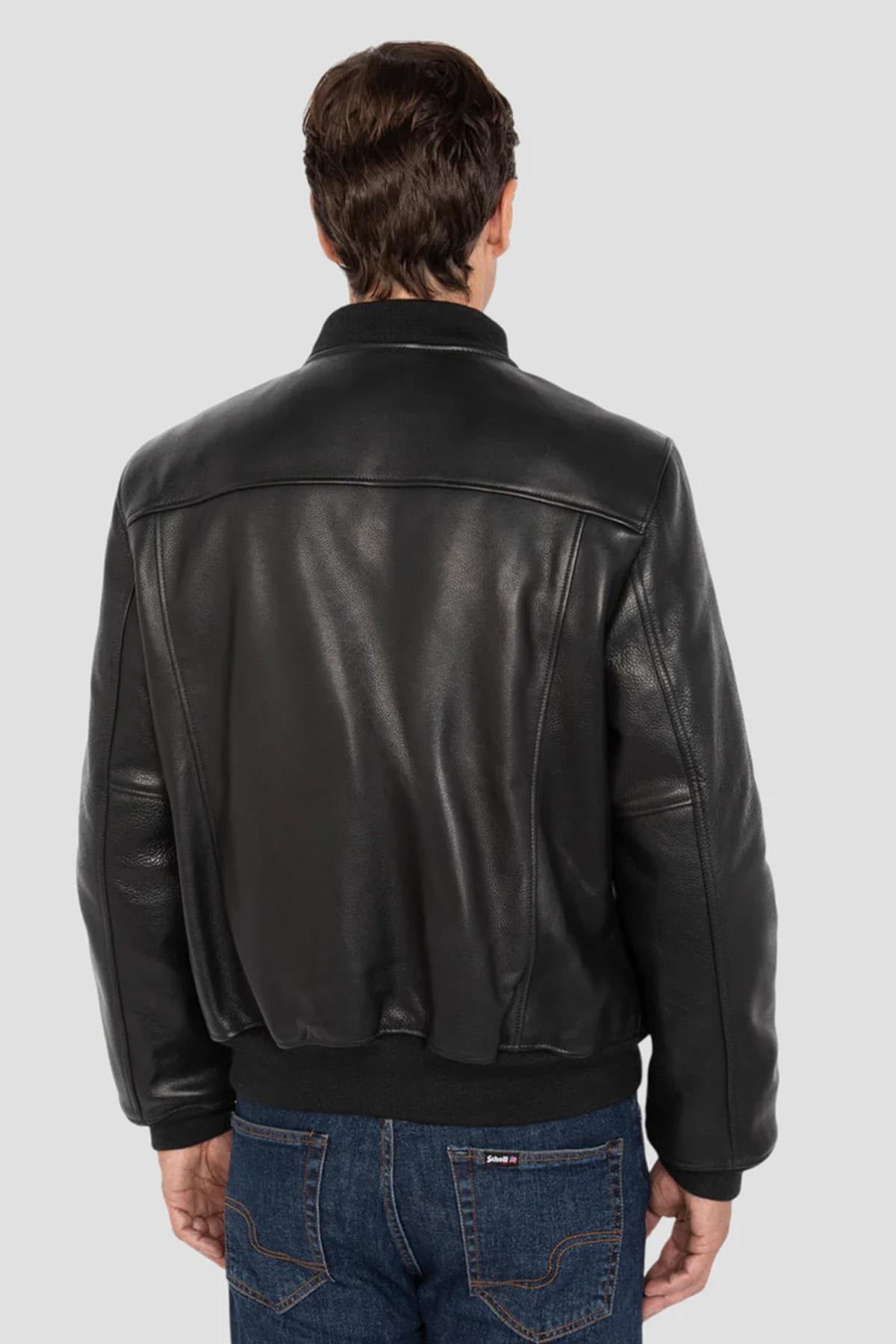 Giacche Uomo Schott LCBOMBZIP BLACK  — vista 4