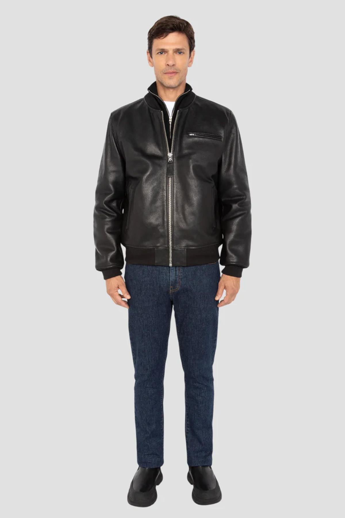 Giacche Uomo Schott LCBOMBZIP BLACK  — vista 7