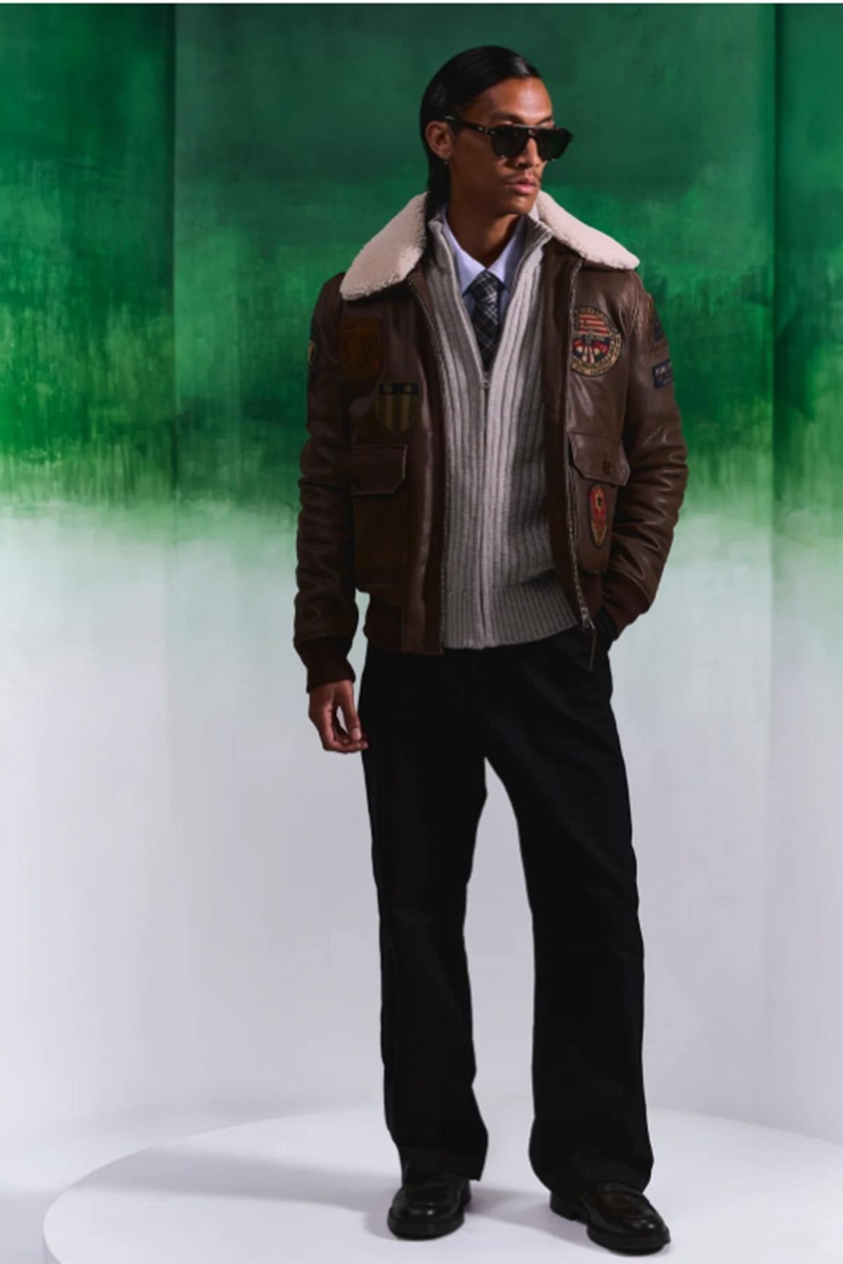 Blouson Homme Schott LCAVIATORBD MARRON — vue 2