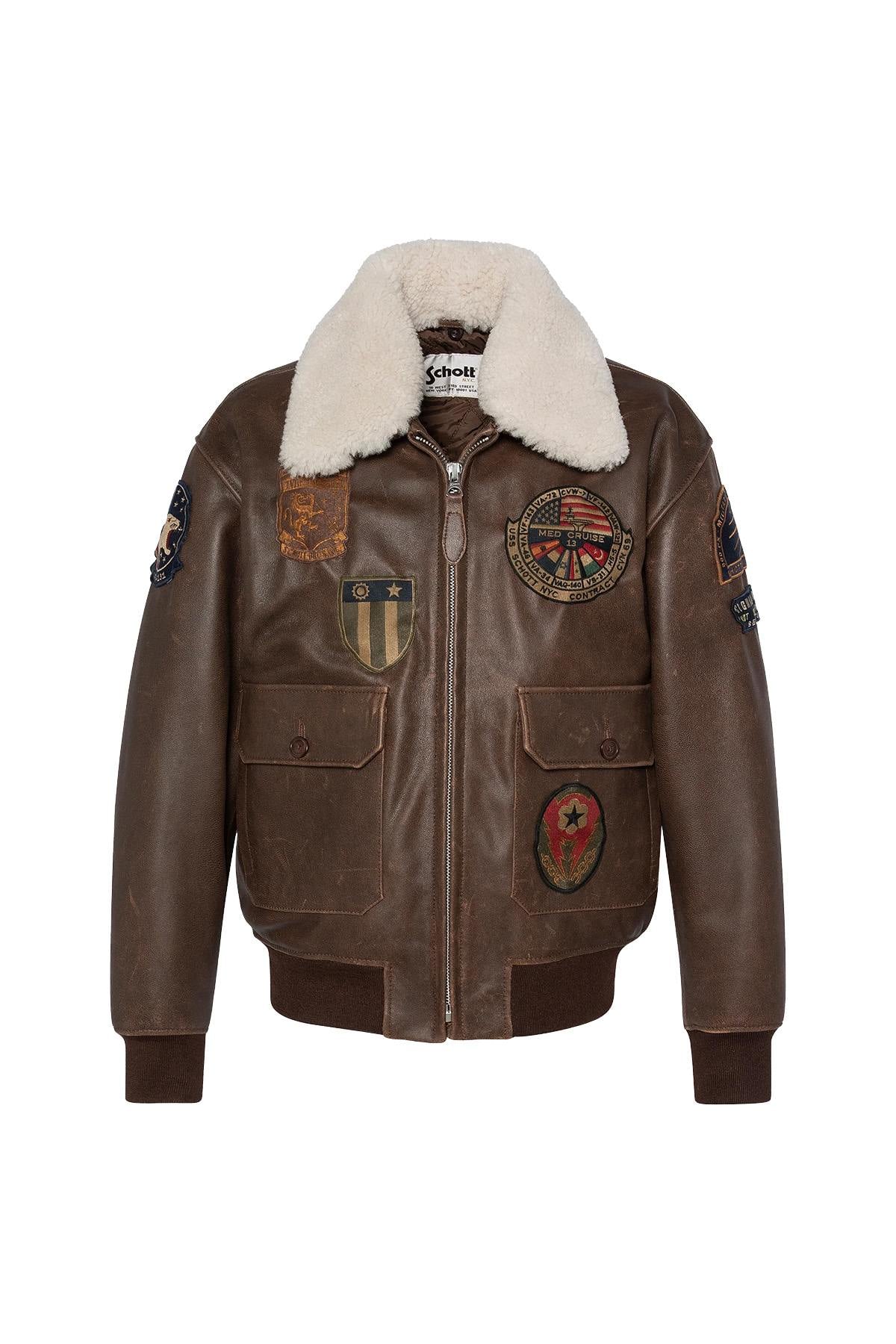 Blouson Homme Schott LCAVIATORBD MARRON — vue 7