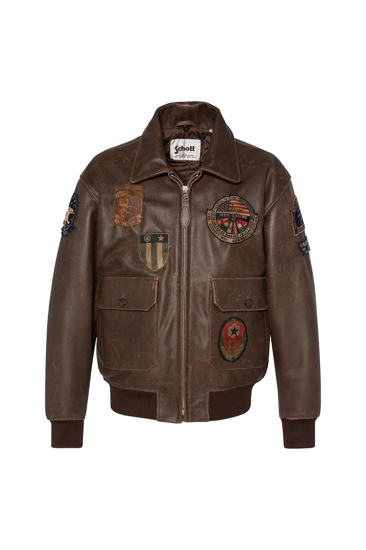 Blouson Homme Schott LCAVIATORBD MARRON — vue 6