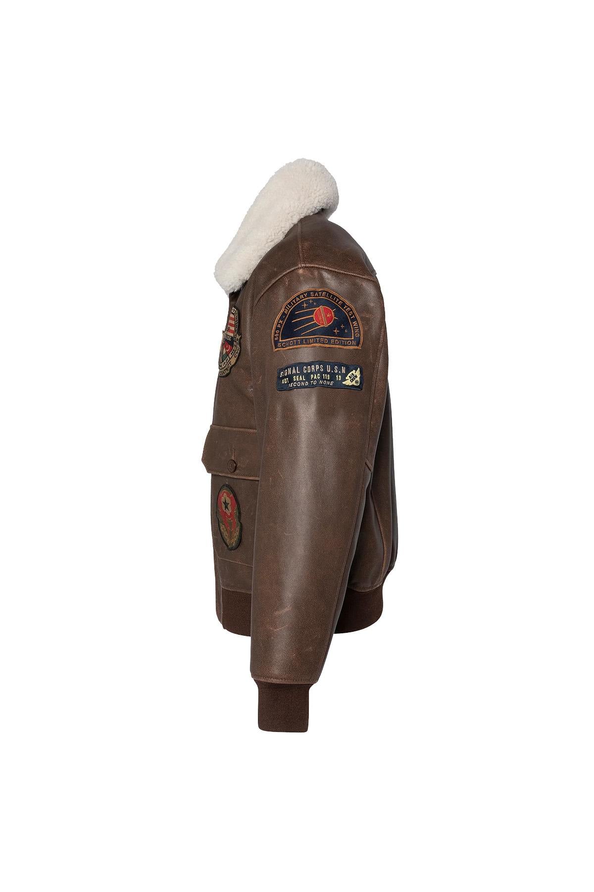 Blouson Homme Schott LCAVIATORBD MARRON — vue 10