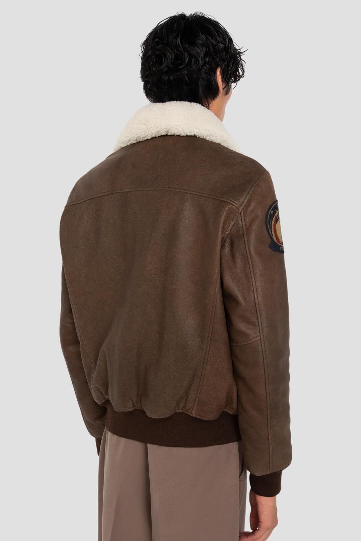 Blouson Homme Schott LCAVIATORBD MARRON — vue 4