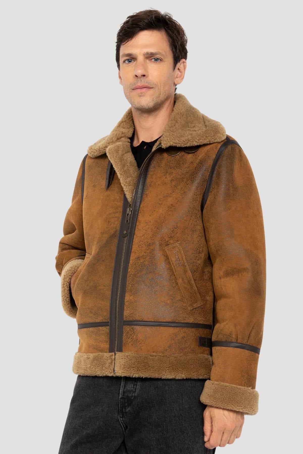 Giacche Uomo Schott LC1259 MUSTARD — vista 4
