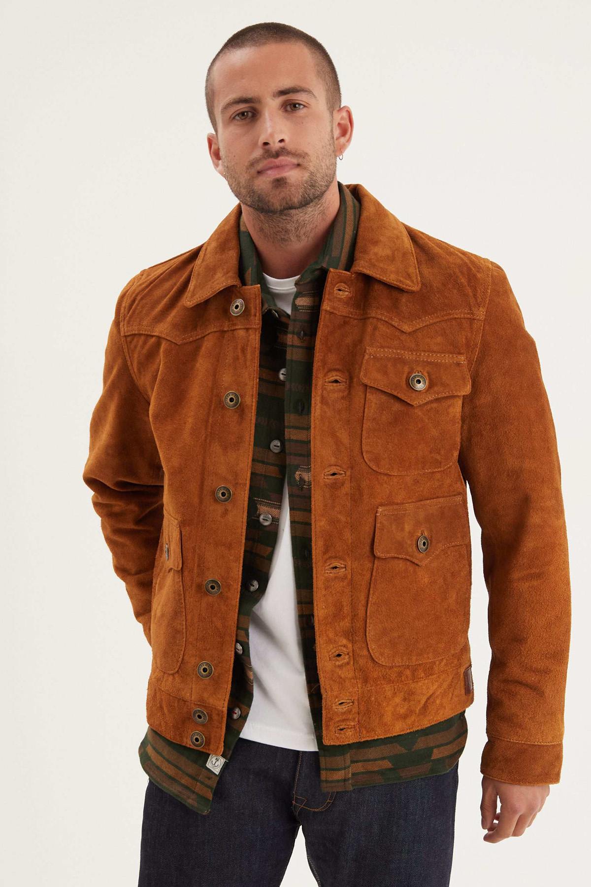 Chaqueta Hombre Daytona DOUGLAS BUFFALO SUEDE JACKET COGNAC — vista 4