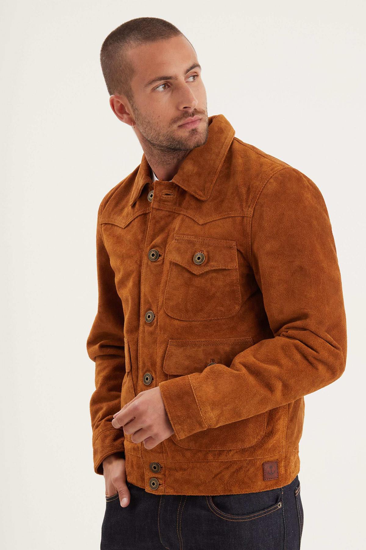 Chaqueta Hombre Daytona DOUGLAS BUFFALO SUEDE JACKET COGNAC — vista 1