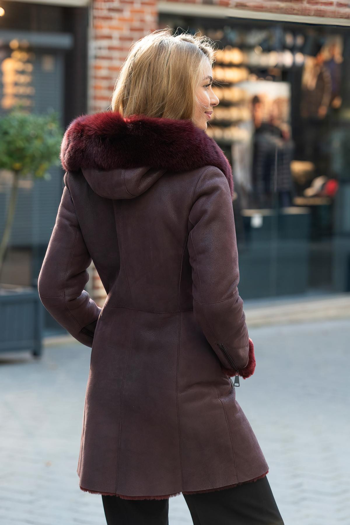 Giacche Donna Cityzen NAPOLI MOUTON RENARD BORDEAUX — vista 4
