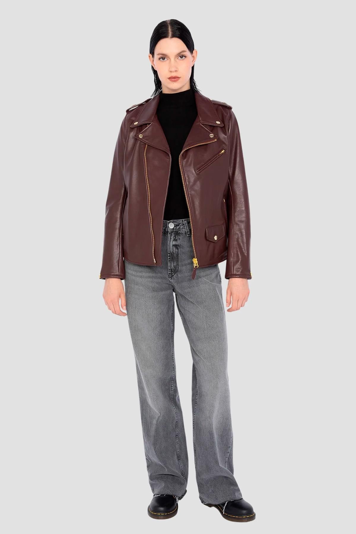 Chaqueta Mujeres Schott LCW1637X BURGUNDY — vista 7
