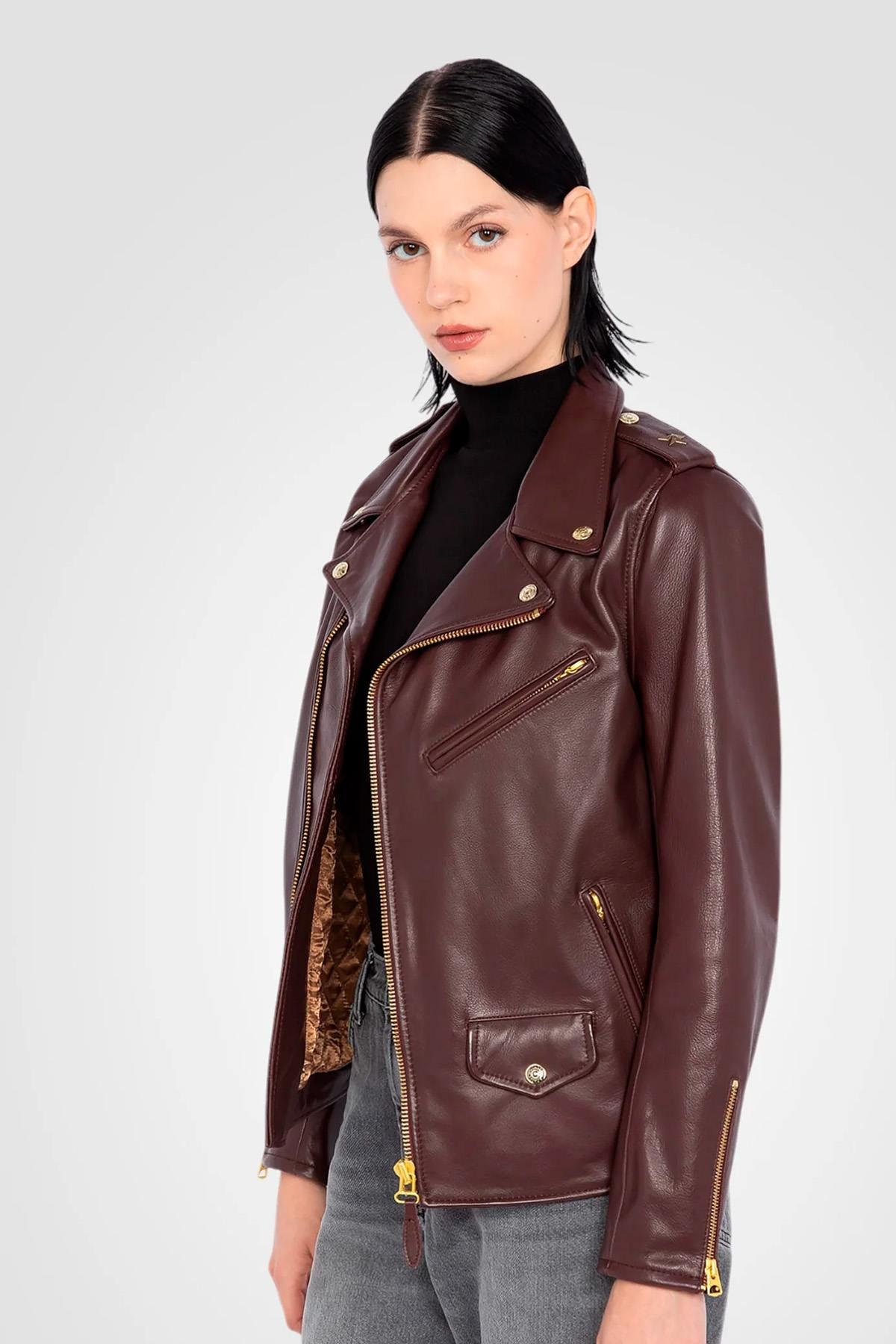 Chaqueta Mujeres Schott LCW1637X BURGUNDY — vista 3