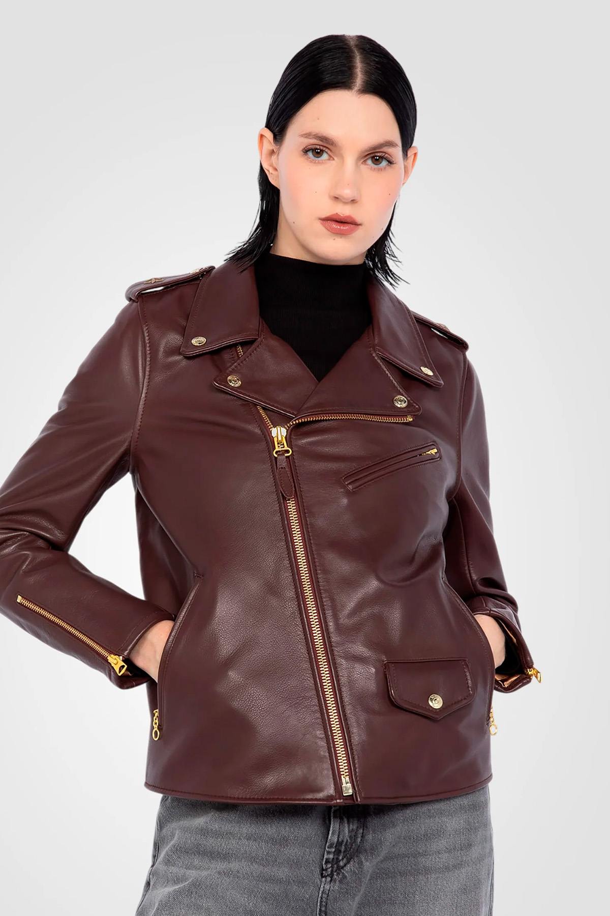 Chaqueta Mujeres Schott LCW1637X BURGUNDY — vista 1