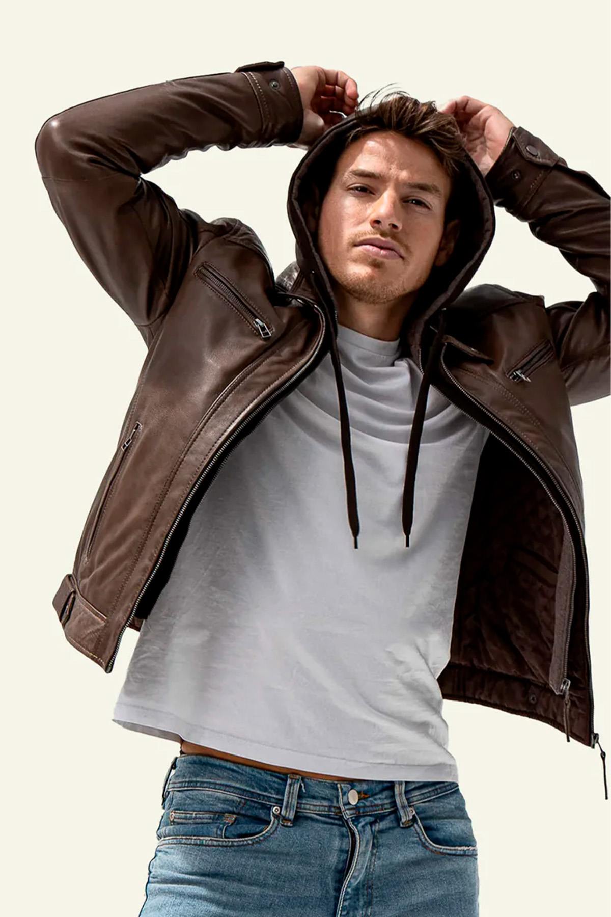 Herren Jacke Serge Pariente ERICO HOOD BU MOCCA — Ansicht 3