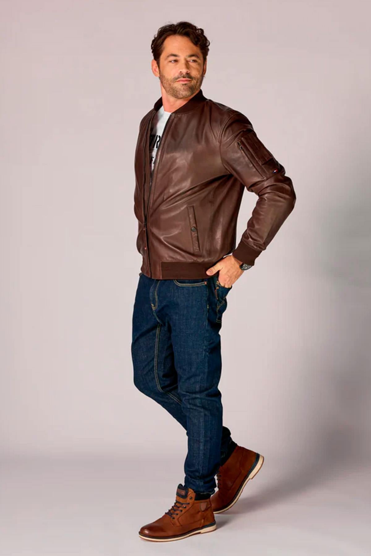 Herren Jacke Patrouille De France MISSION PREMIUM BROWN — Ansicht 3