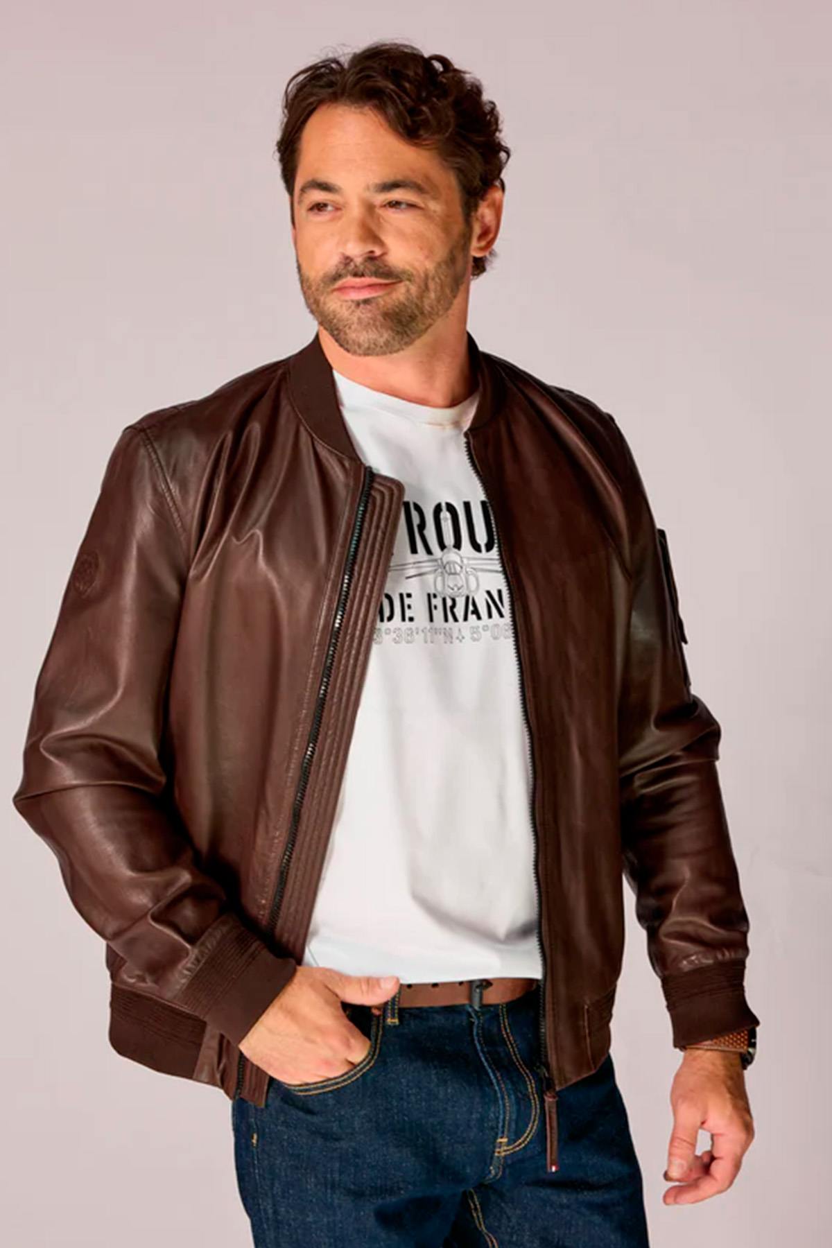 Herren Jacke Patrouille De France MISSION PREMIUM BROWN — Ansicht 2