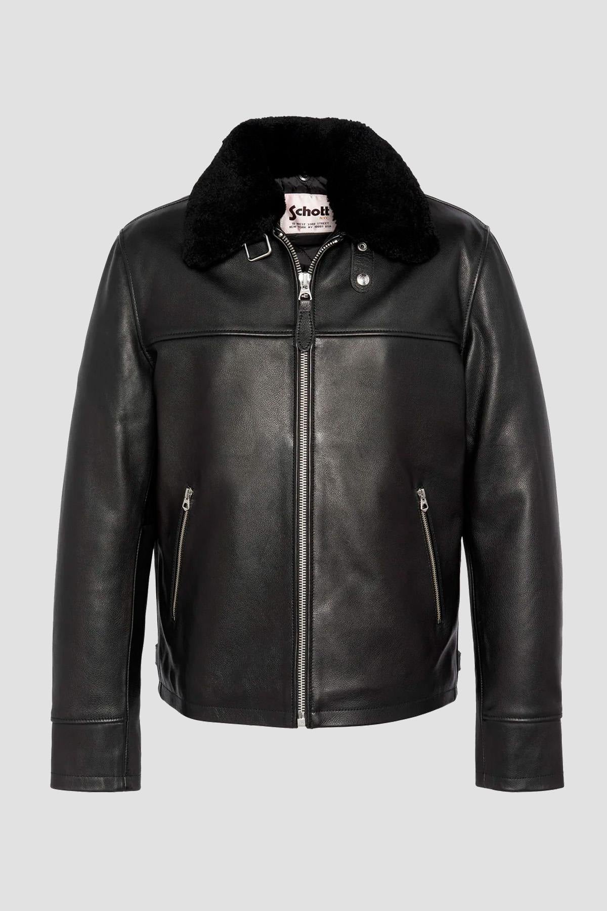 Blouson Homme Schott LCCLASSICZIP BLACK — vue 5