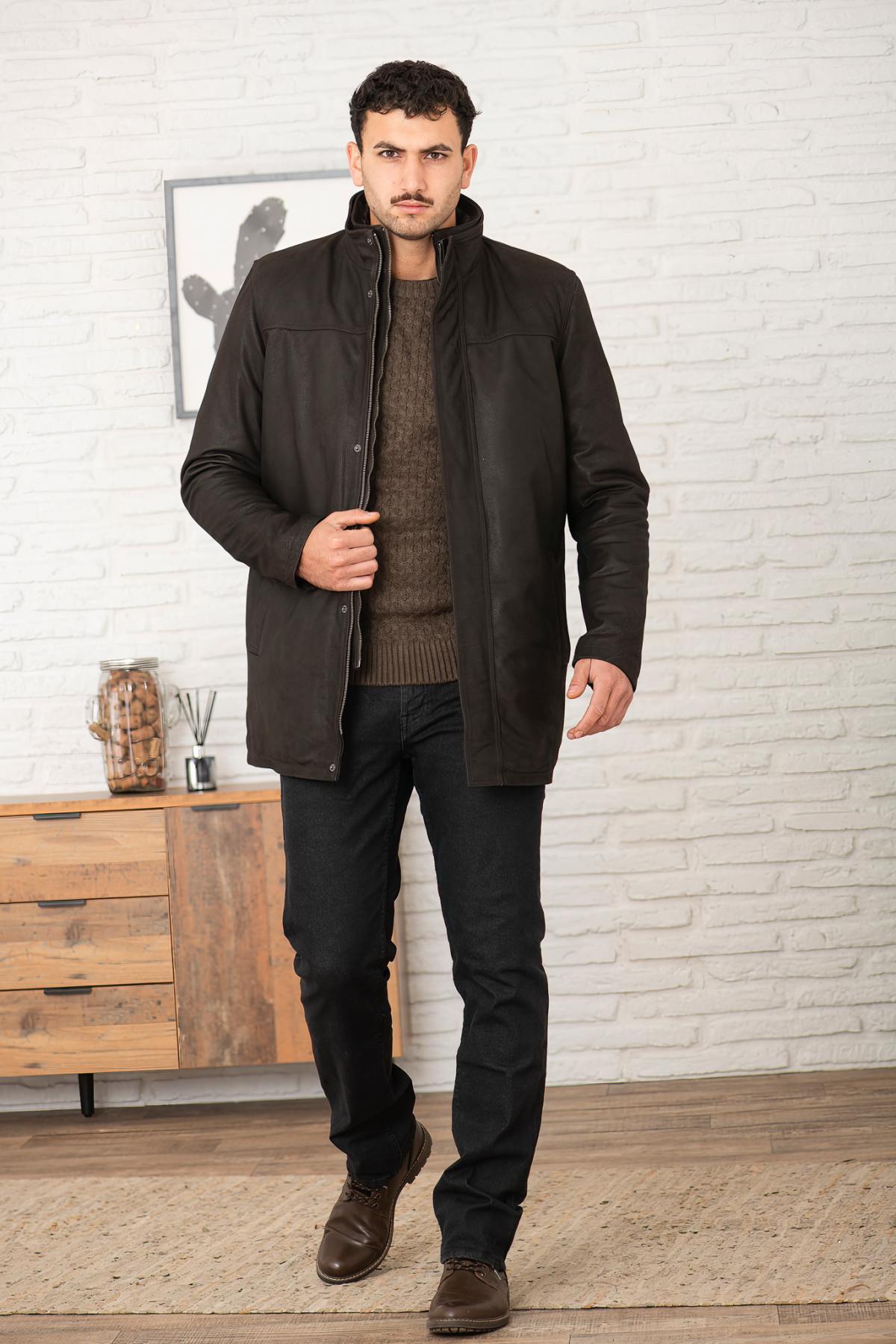 Herren Mantel Serge Pariente PARKA ORIO BUFFLE BROWN — Ansicht 4