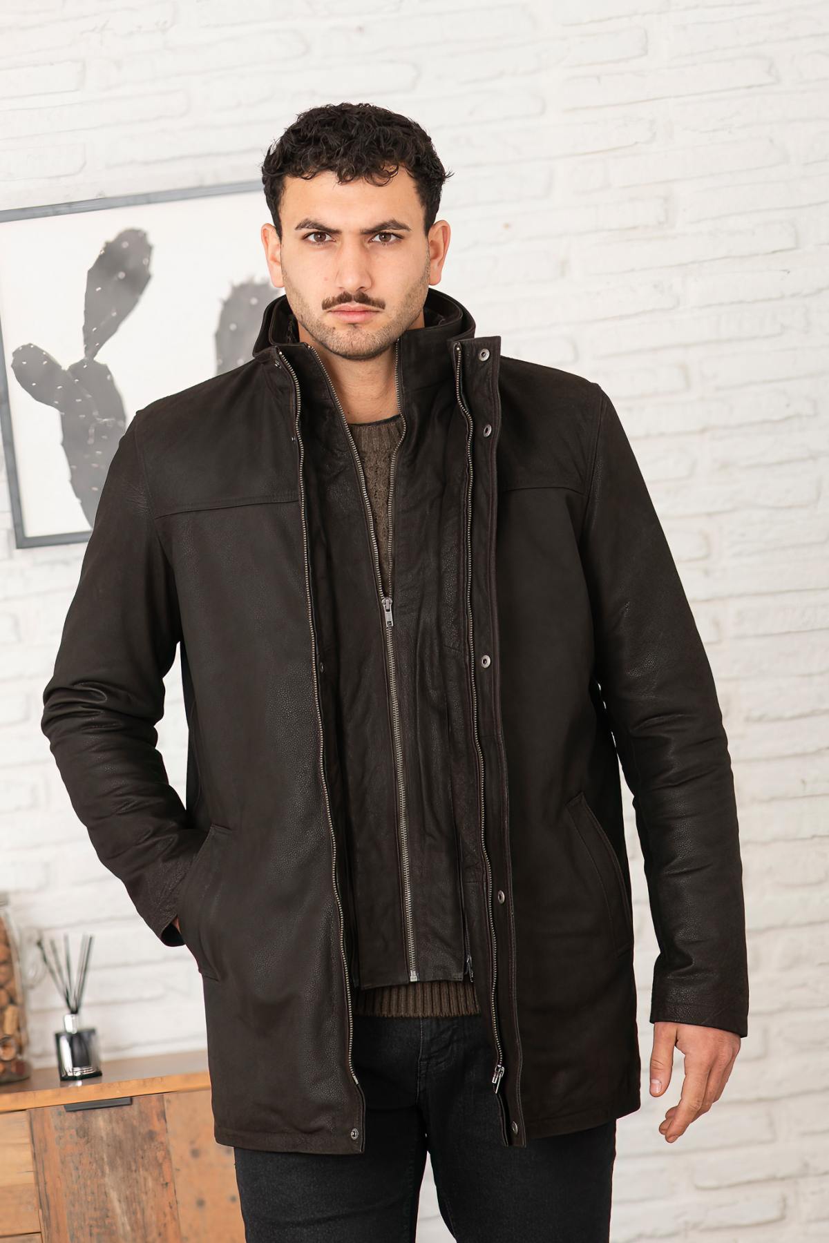 Herren Mantel Serge Pariente PARKA ORIO BUFFLE BROWN — Ansicht 5