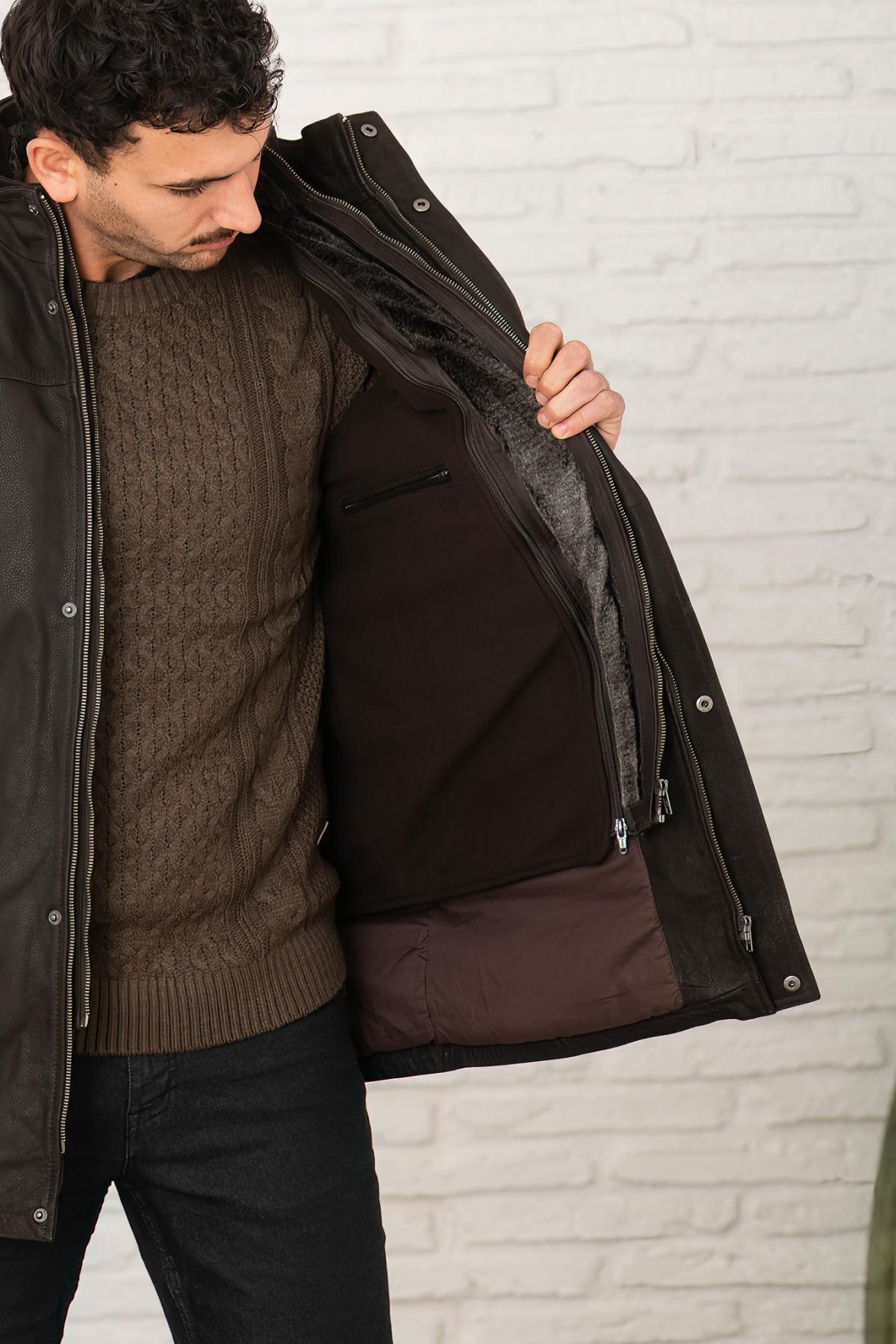 Herren Mantel Serge Pariente PARKA ORIO BUFFLE BROWN — Ansicht 6