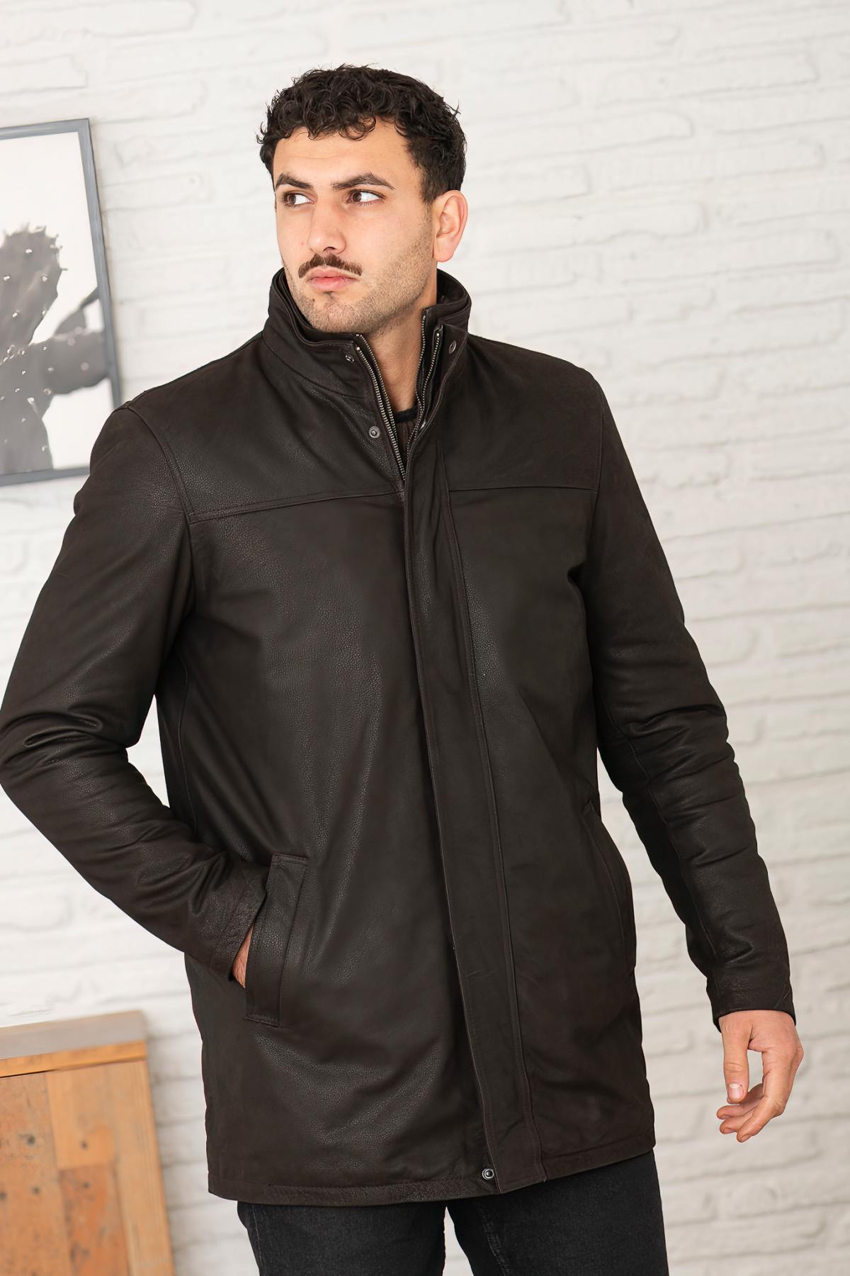 Herren Mantel Serge Pariente PARKA ORIO BUFFLE BROWN — Ansicht 1