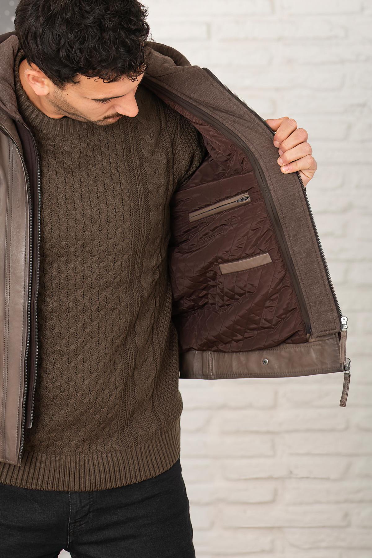 Blouson Homme Serge Pariente ERICO HOOD TAUPE — vue 6