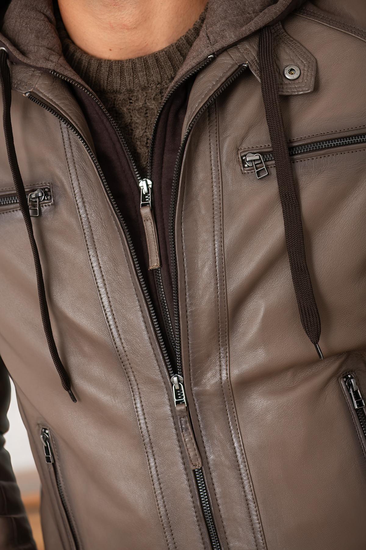Blouson Homme Serge Pariente ERICO HOOD TAUPE — vue 5