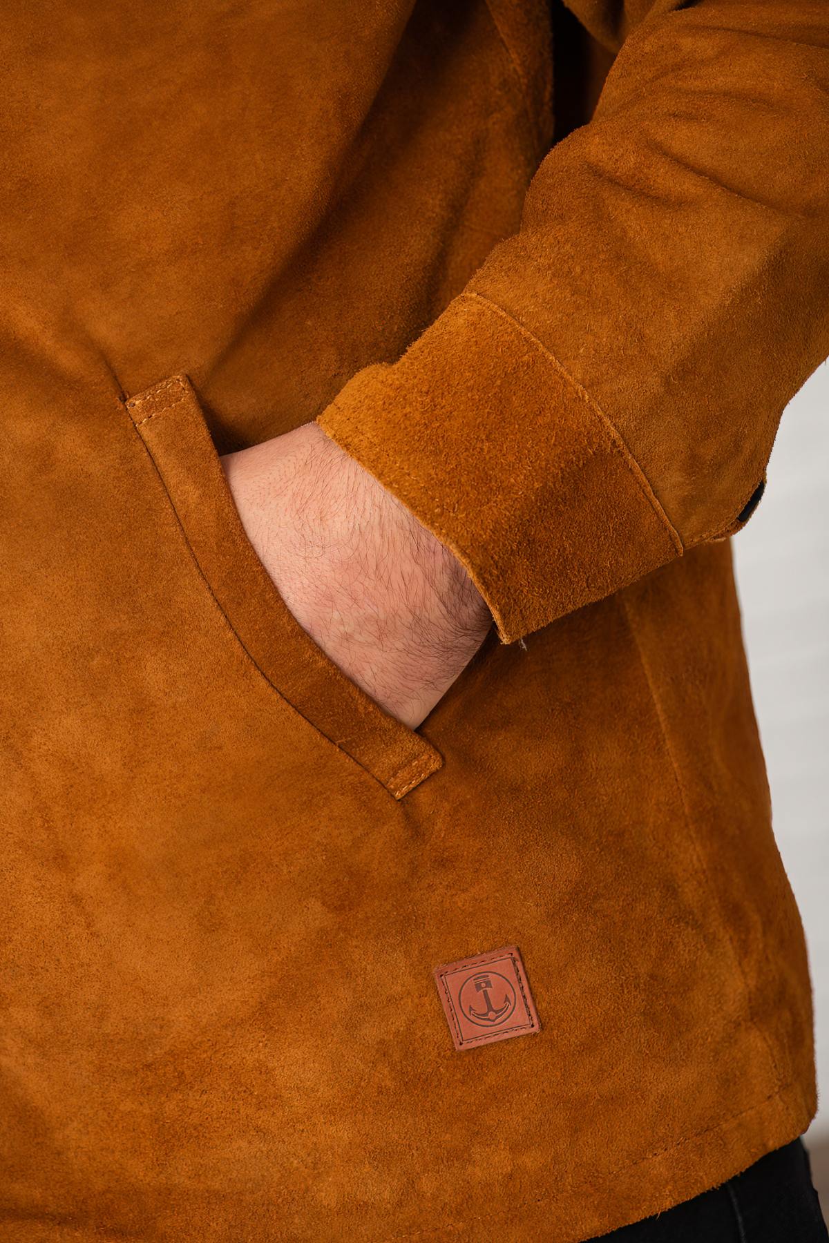 Herren Mantel Iron & Resin CARAVAN BUFFALO SUEDE JACKET COGNAC — Ansicht 5