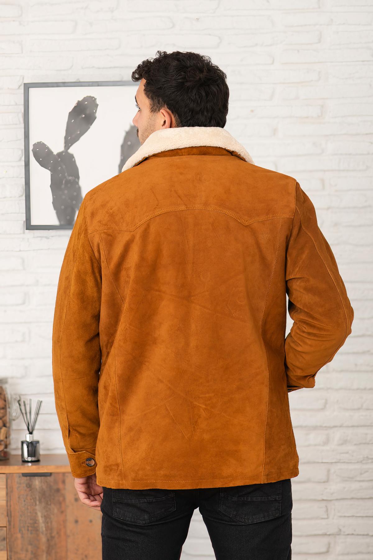 Herren Mantel Iron & Resin CARAVAN BUFFALO SUEDE JACKET COGNAC — Ansicht 2