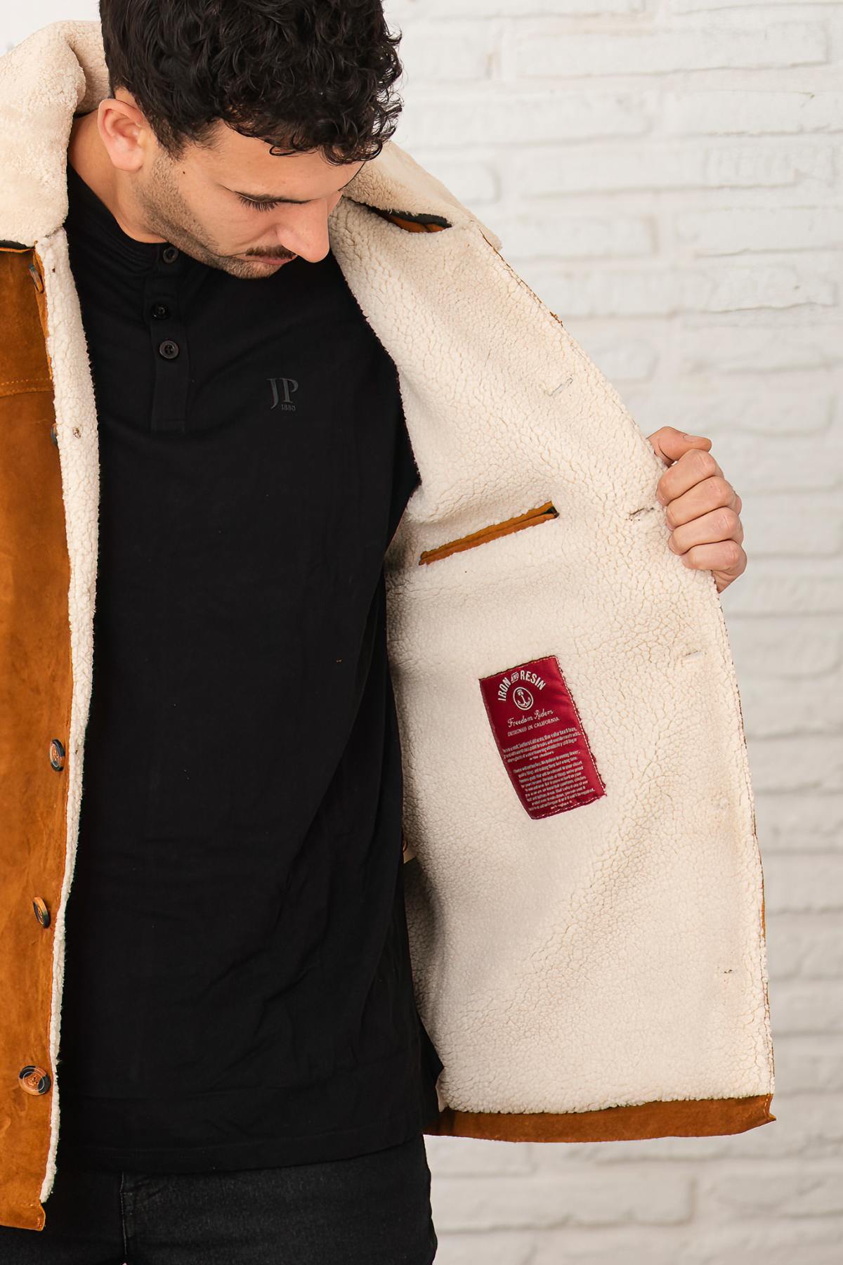 Herren Mantel Iron & Resin CARAVAN BUFFALO SUEDE JACKET COGNAC — Ansicht 6
